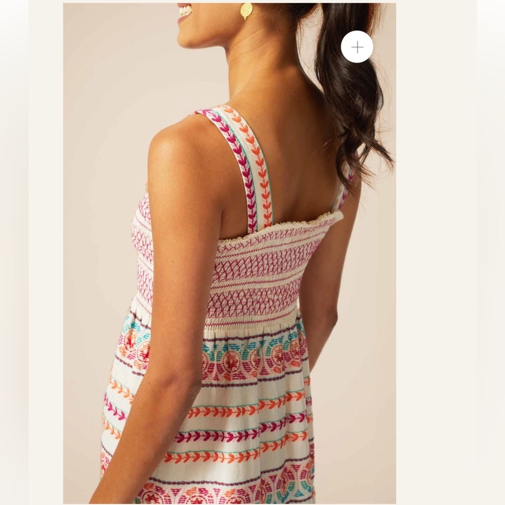Aspiga Jacquard sundress Ecru multi sustainable Maxi Dress Organic Cotton size M - Picture 4 of 15